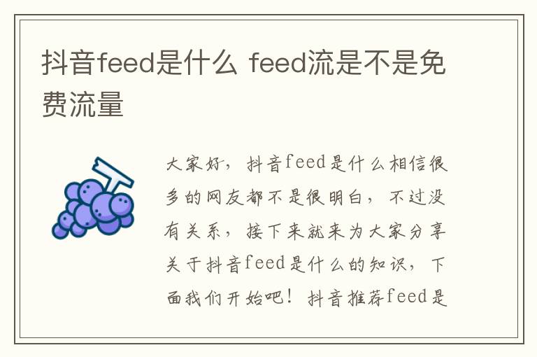抖音feed是什么 feed流是不是免费流量