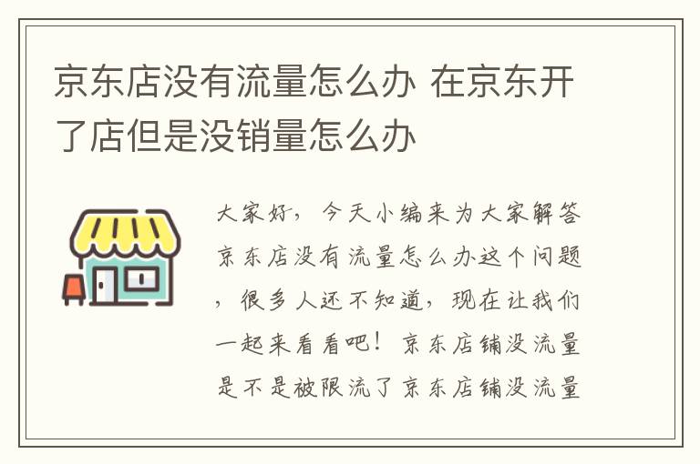 京东店没有流量怎么办 在京东开了店但是没销量怎么办